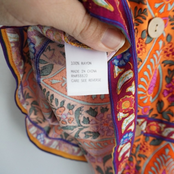 Haute Hippie Style Yellow Paisley Print Sleeveless Button Tunic Top XL Festival - Picture 7 of 8